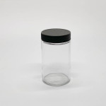 10oz Glass Jar w/ Matte Black Child Resistant Lid ; 36/case