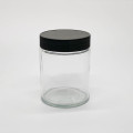 18oz Glass Jar w/ Matte Black Child Resistant Lid ; 24/case