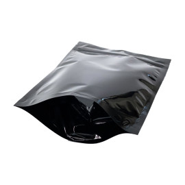 3.43" x 5" + 1-1/2"  - 4 Mil Black Gloss/Clear Stand Up Pouch; 1,000/case