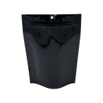 3.43" x 5" + 1-1/2"  - 4 Mil Black Gloss/Clear Stand Up Pouch; 1,000/case