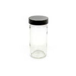 4oz Spice Glass Jar w/ Smooth Black Screw Top Lid ; 12/case