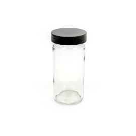 4oz Spice Glass Jar w/ Smooth Black Screw Top Lid ; 12/case