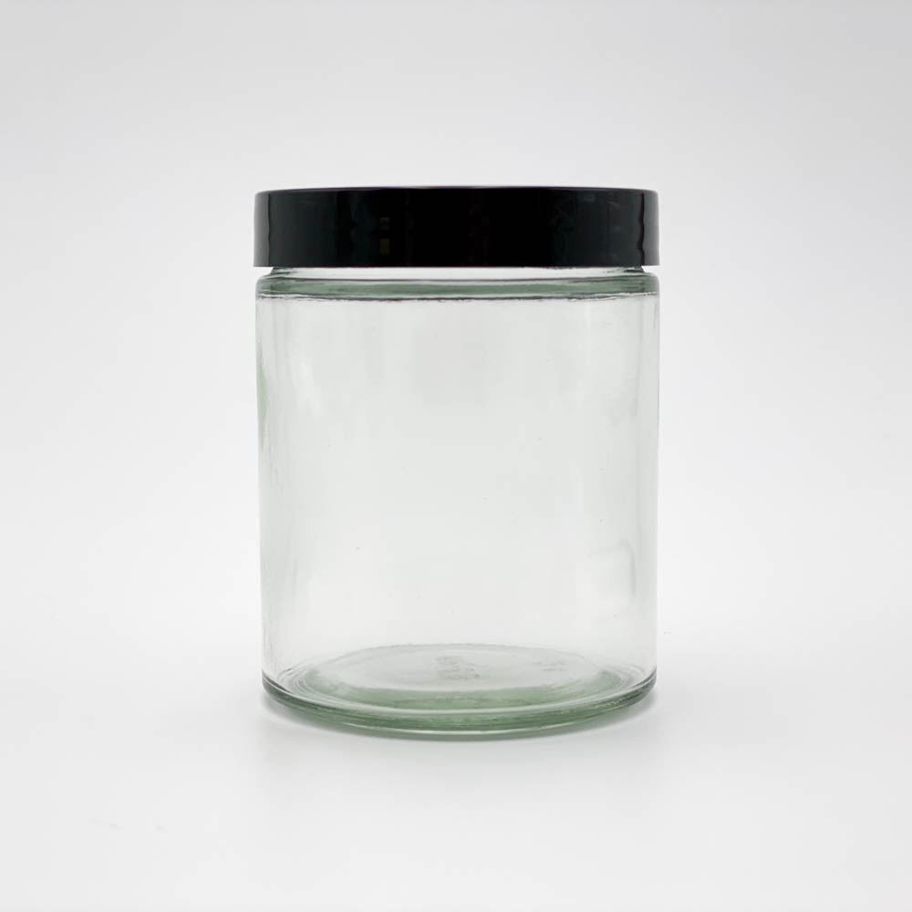 6oz Glass Jar w/ Matte Black Child Resistant Lid ; 80/case