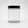 6oz Glass Jar w/ Matte Black Child Resistant Lid ; 80/case