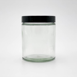 6oz Glass Jar w/ Matte Black Child Resistant Lid ; 80/case