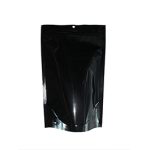 6" x 9-1/4" + 3-1/2"  - 4 Mil Black Gloss/Clear Stand Up Pouch; 1,000/case