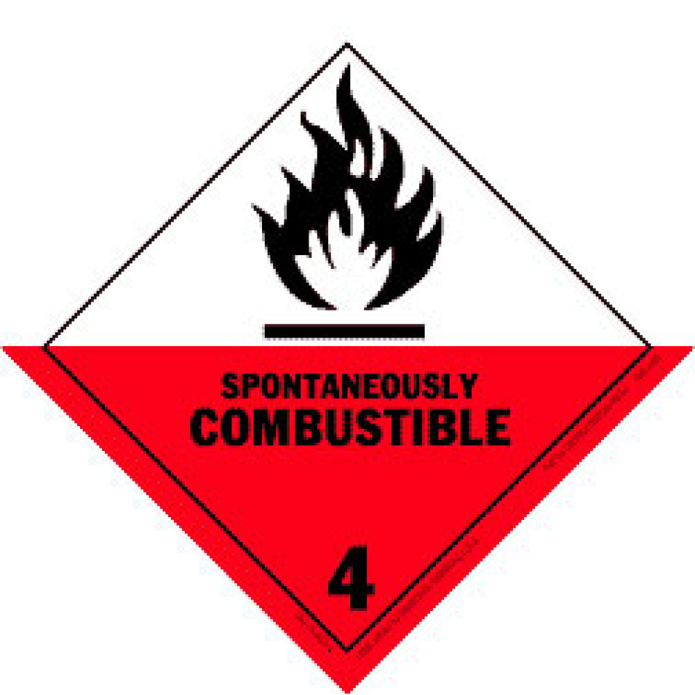 4" x 4"  Spontaneously Combustible Class 4 Label; 500/roll