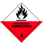 4" x 4"  Spontaneously Combustible Class 4 Label; 500/roll