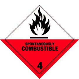 4" x 4"  Spontaneously Combustible Class 4 Label; 500/roll
