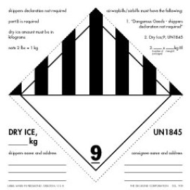 6" x 6" Dry Ice D.O.T. Label; 500/roll