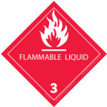 4" x 4"  Flammable Liquid Class 3 Label; 500/roll
