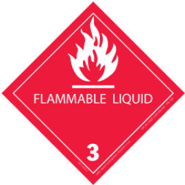4" x 4"  Flammable Liquid Class 3 Label; 500/roll