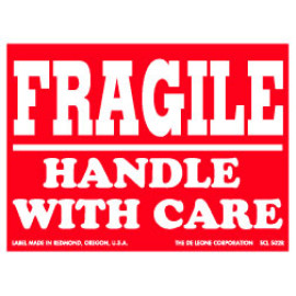 3" x 4"  Fragile Handle With Care Label; 500/roll
