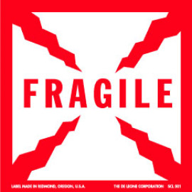 4" x 4"  Fragile Label; 500/roll