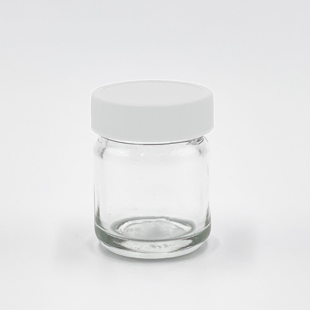 1oz Glass Jar w/ White Screw Top Lid ; 252/case