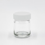 1oz Glass Jar w/ White Screw Top Lid ; 252/case