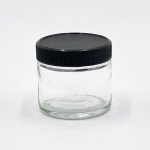 2oz Glass Jar w/ Matte Black Child Resistant Lid ; 200/case