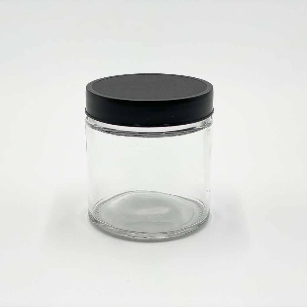 3oz Glass Jar w/ Matte Black Child Resistant Lid ; 150/case