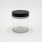 3oz Glass Jar w/ Matte Black Child Resistant Lid ; 150/case