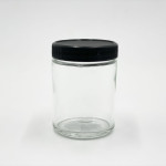 4oz Glass Jar w/ Matte Black Child Resistant Lid ; 100/case