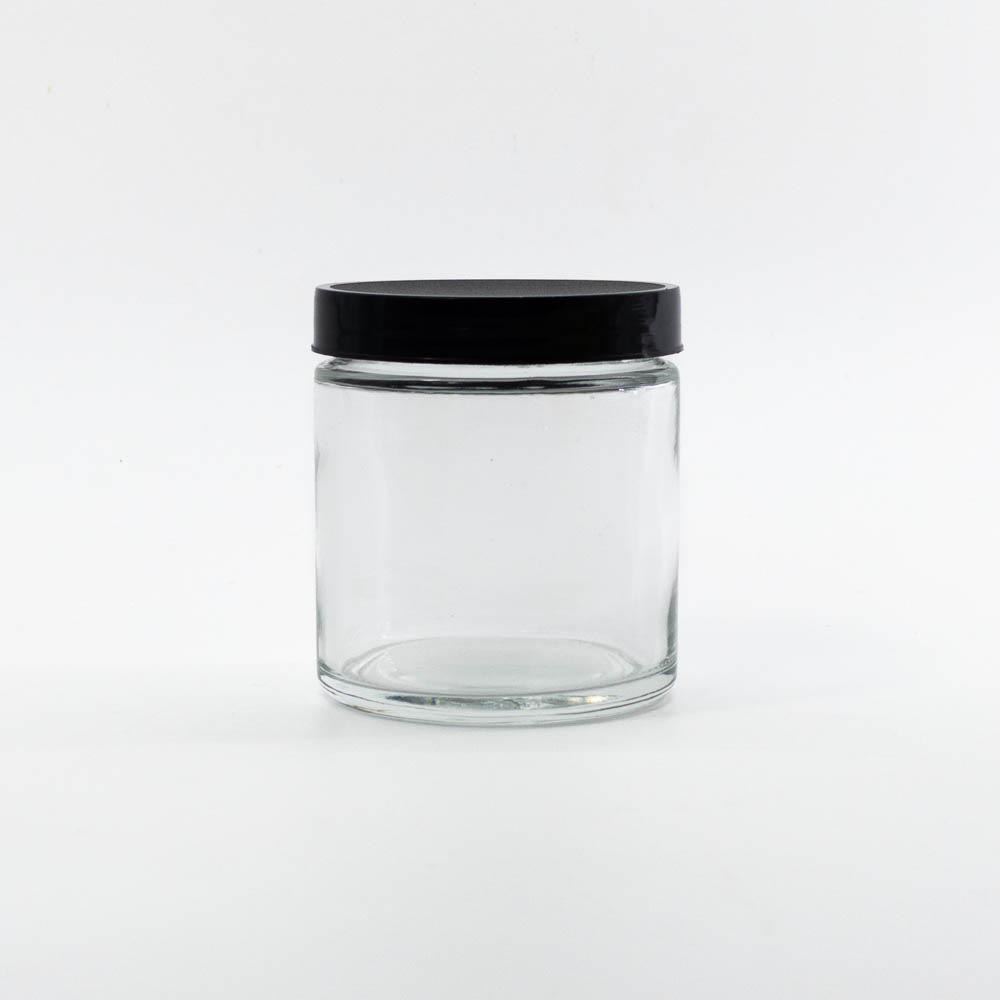 5oz Glass Jar w/ Black Screw Top Lid; 100/case