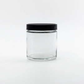 5oz Glass Jar w/ Black Screw Top Lid; 100/case
