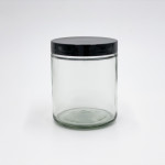 9oz Glass Jar w/ Smooth Black Screw Top Lid ; 12/case