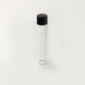 Clear Glass Pre-Roll Joint Tube w/ Black Child-Resistant Screw Top Lid; 400/case
