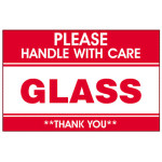 3" x 5"  Glass Handle With Care Label; 500/roll