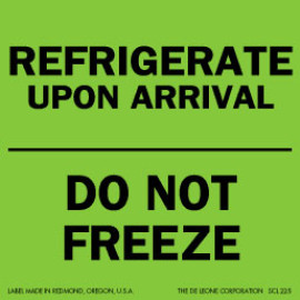 3" x 3" Refrigerate Do Not Freeze Label; 500/roll