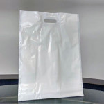 16" x 18" + 3" BG   -  White LDPE Patch Handle Merchandise Bag