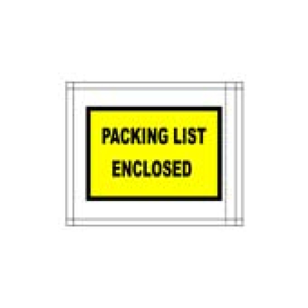 4-1/2" x 5-1/2" Printed Packing List Enclosed -  Full window Yellow Block Envelope; 1,000/case
