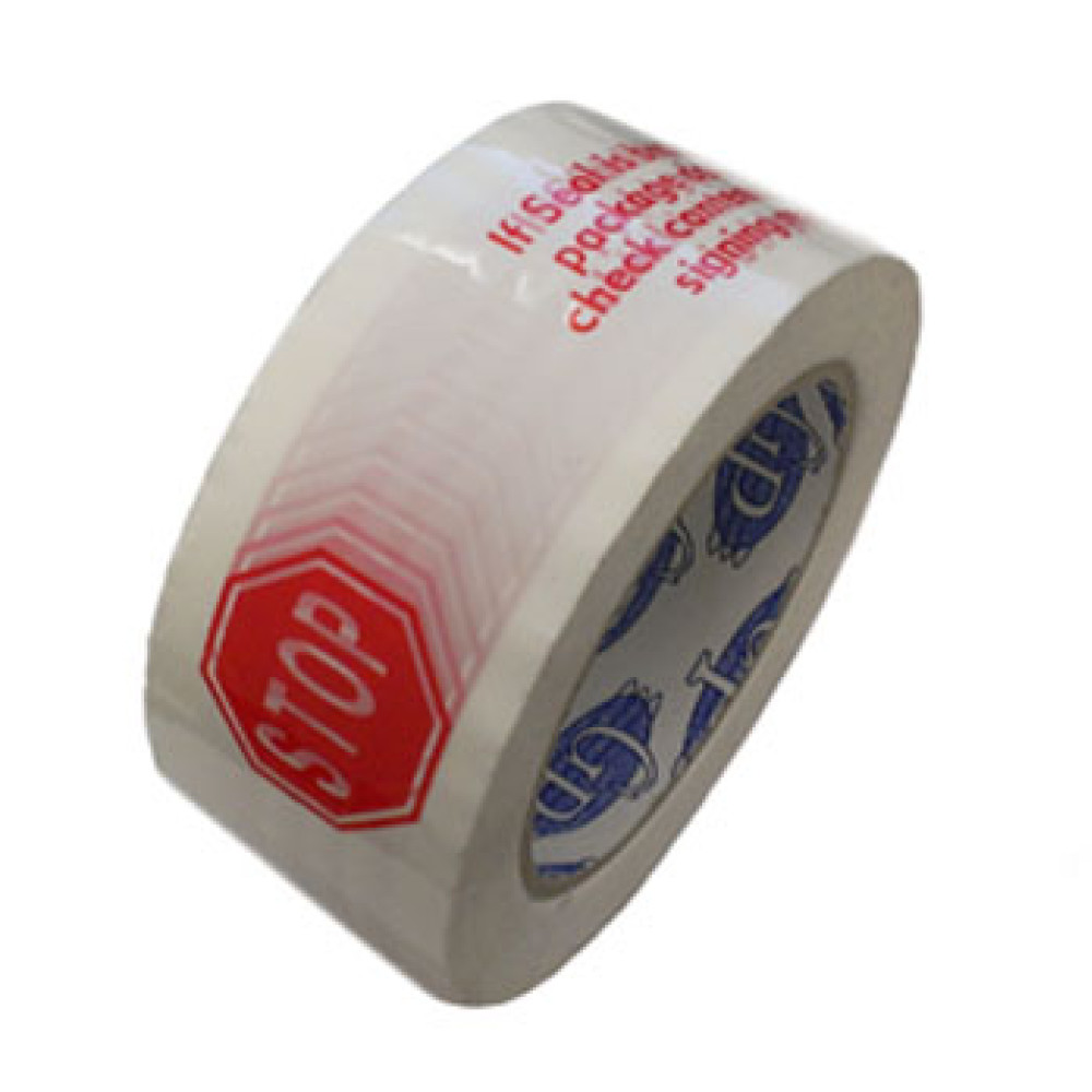 2" x 110 YD  - Printed Tape  "stop if seal is broken"; 36 rolls/case