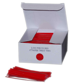 4" Red Paper Twist Ties; 2000/box