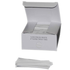 4" White Paper Twist Ties; 2000/box