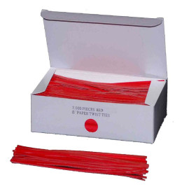 8" Red Paper Twist Ties; 2000/box